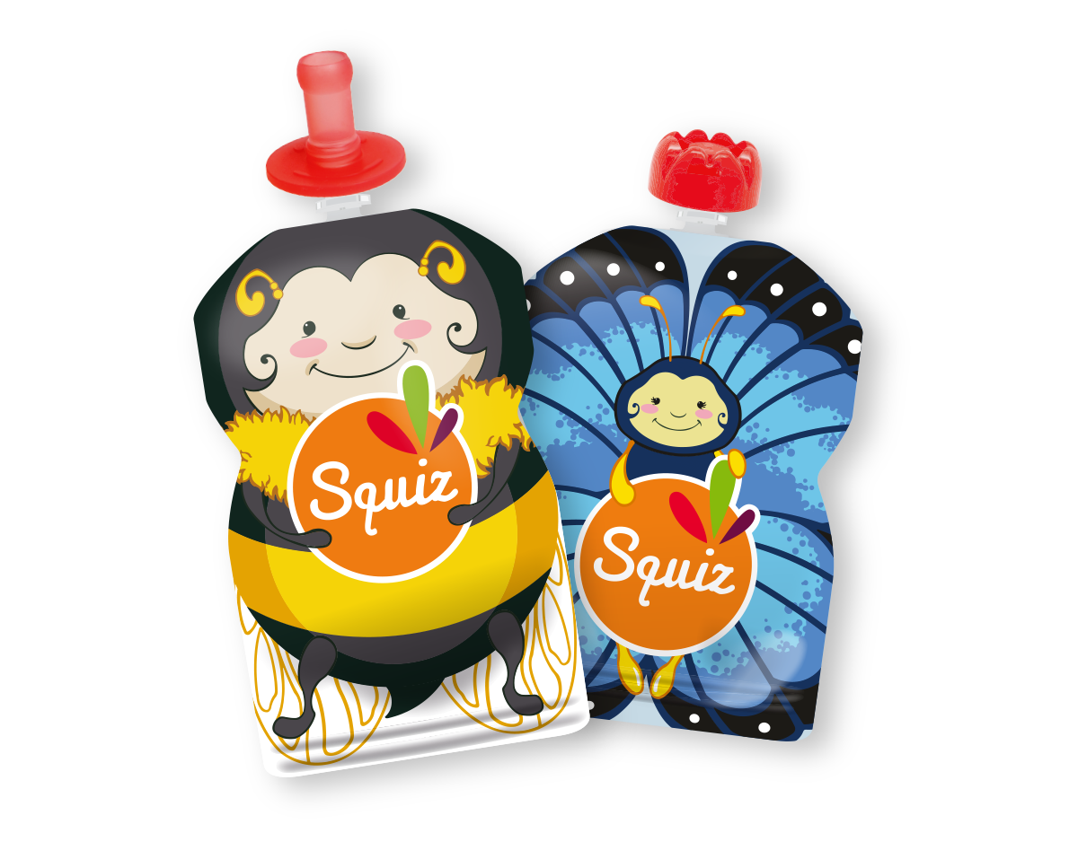 Lot De 5 Gourdes Réutilisables Squiz 130ml Collection Carnaval - Compotes Et Smoothies Écologiques