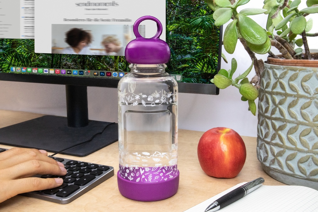 Kit Back-to-Work : Lunchbox végétale + Gourde en verre incassable - Violet