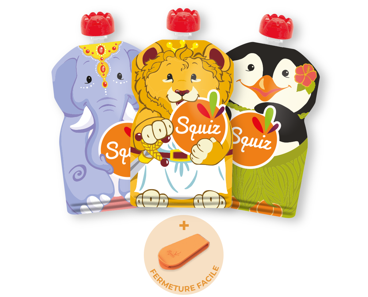 [A002AE004ABC] Gourdes compote réutilisables x3 - Carnaval