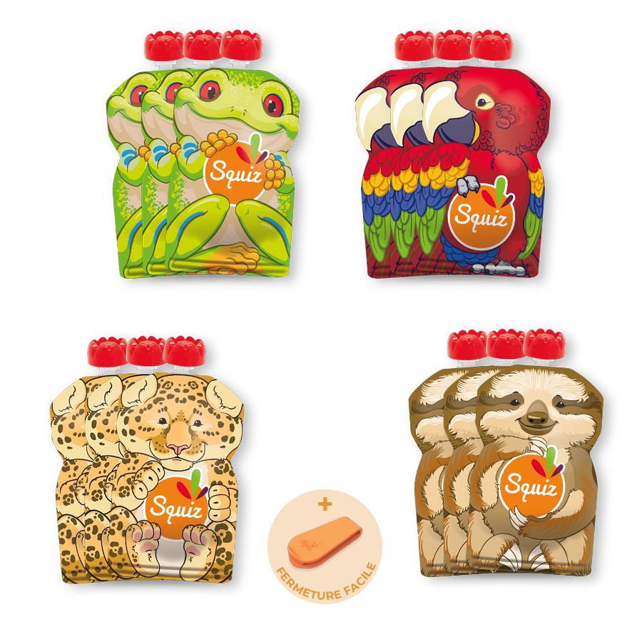 [A002AC013AZSBC] Gourdes compote réutilisables x12 - Amazonie