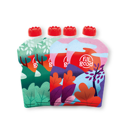 [B001AB004AFSBC] Gourdes alimentaires réutilisables - Rose &amp; Vert