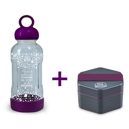 [B023AP002AFVBC] Kit Back-to-Work : Lunchbox végétale + Gourde en verre incassable - Violet